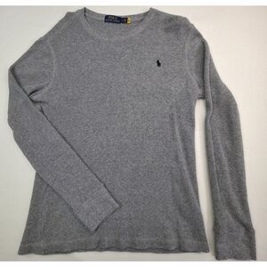 Polo Ralph Lauren Thermal Shirt Men L Gray Long Sleeve Waffle Fitted Limited Use